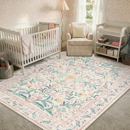 Pink Floral Rugs for Living Room