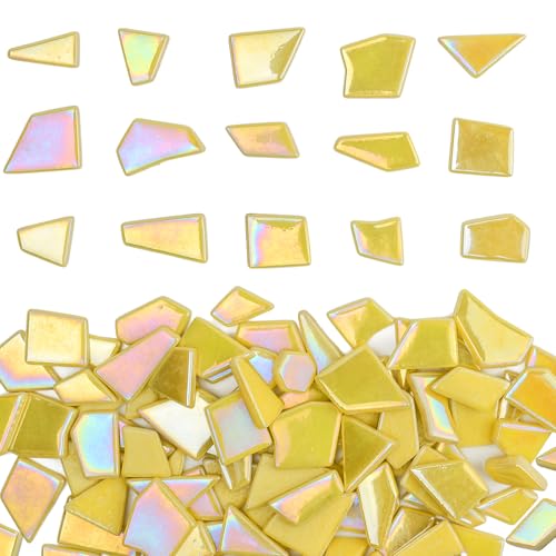 Iridescent Glass Mosaic Tiles for Crafts Bulk (7.05 Ounce)