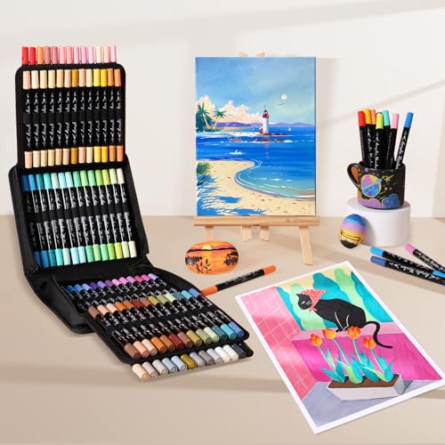 80 Colors Precision Dual Tip Acrylic Paint Markers Pens (80 Count)