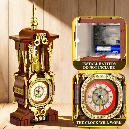Retro Clock Building Set for Adults (879 Count)