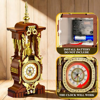 Retro Clock Building Set for Adults (879 Count)