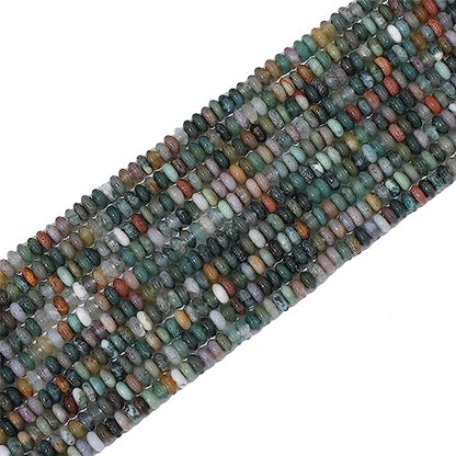 Natural Indian Agate Disk Stone Beads 4x2mm 160pcs Rondelle Loose Semi Gemstone Beads for Jewelry Making Design (160 Count)