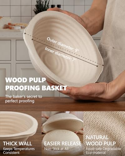Wood Pulp Banneton Bread Proofing Baskets Set of 2