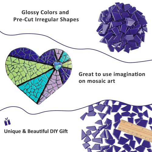 Blue Mosaic Tiles for Crafts Bulk (7.05 Ounce)