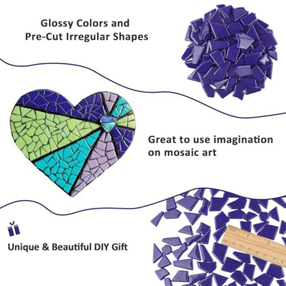 Blue Mosaic Tiles for Crafts Bulk (7.05 Ounce)