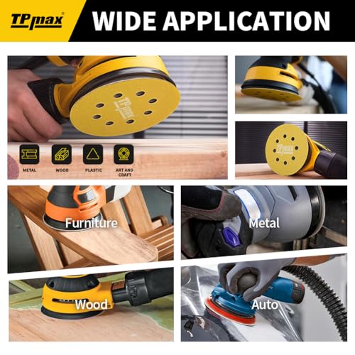 100PCS 5 Inch 320 Grit 125mm 8 Hole Sanding Discs Sandpaper (100 Count)