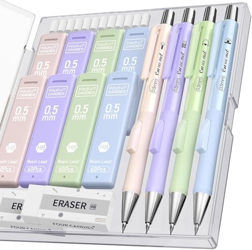 Cute Mechanical Pencil Set with Case (4 Count)