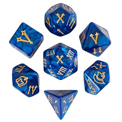 7 Die DND Dice Set Polyhedral Dice Set with a Leather Dice Bag (7 Count)