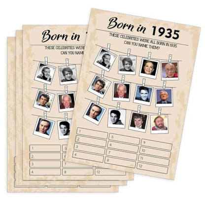 1930s themed Birthday Party Game Cards (31 Count)