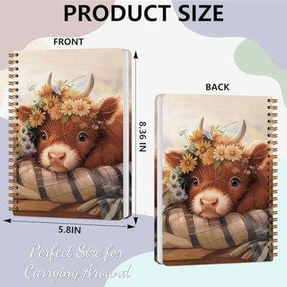 2 PCs Highland Cow Gifts for Women Journaling Notebooks (2 Count)