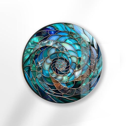 20''(50cm) Diameter Ocean Vortex Spiral Round Glass Wall Art Tempered Glass Printing Wall Decor Large Wall Art Wall Hangings