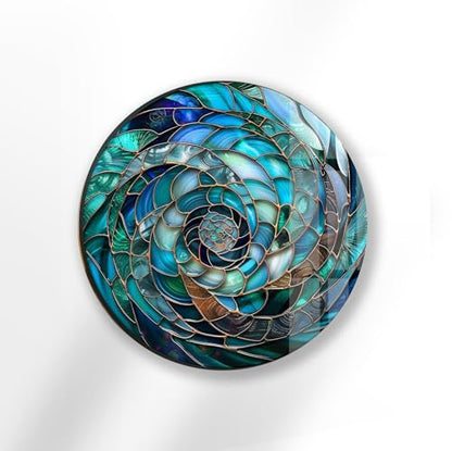 20''(50cm) Diameter Ocean Vortex Spiral Round Glass Wall Art Tempered Glass Printing Wall Decor Large Wall Art Wall Hangings