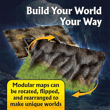 The Winding Caverns Roleplaying Battlemaps; 16 Modular RPG Maps in 8 Double