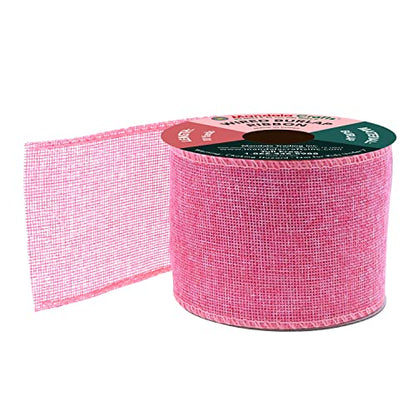 3 Inch Wide Pink Wired Burlap Ribbon for Crafts