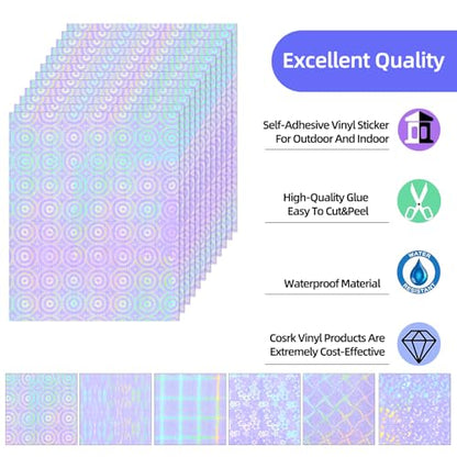 36 Sheets Holographic Laminate Sheets 8.5x11 Inch Self Adhesive 6 Patterns (36 Count)