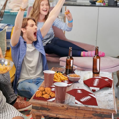 48 Pieces Football Paper Napkins Disposable Football Party Napkins Football Rugby Cocktail Dinner Napkins Set 13" x 13" Unfolded Football Tableware Napkins for Rugby Party Supplies (48 Count)