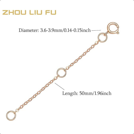 ZHOU LIU FU 18K/750 Real Rose Gold Extender for Necklace Bracelet Anklet Extenders for Jewelry Gold Extension for Women Men Durable Adjustable Chain Accessories 1.97Inch/5cm C218903