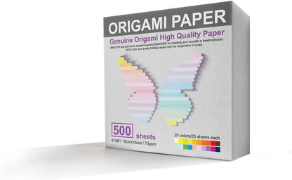Origami Paper 500 Sheets, 20 Vivid Colors, Double Sided Colors Make Colorful and Easy Origami,6 Inch Square Sheet, for Kids & Adults, Papers, Arts and Crafts Projects (E-book included) - Crafty Corner