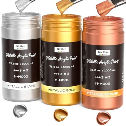 Acrylic Paint Set Metallic (101.4 Fl Oz)