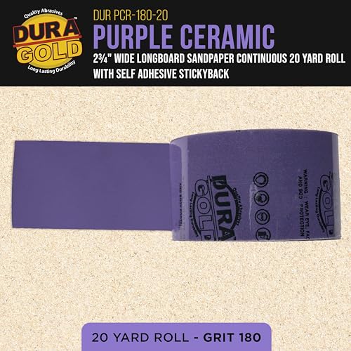 Premium 180 Grit PSA Purple Film Ceramic Longboard Sandpaper (60 Foot)