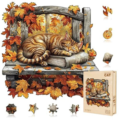 Resting Cat Puzzles Adults Gifts Wooden 200 Pieces 11.4 * 11.4in