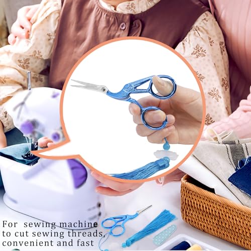 4.5Inch Little Sewing Scissors Crane Shears with Cover Tassel Stainless Steel Scissor for Crafting Embroidery Needlework DIY Daily Use