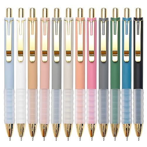 Ballpoint Pens Black Medium Point 1mm Pen with Super Soft Grip Ball Point Pen for Men Women Retractable Pens (12 Count)