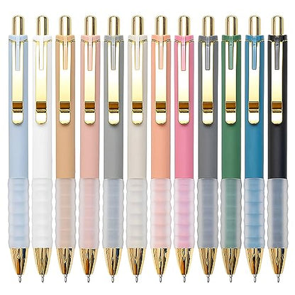 Ballpoint Pens Black Medium Point 1mm Pen with Super Soft Grip Ball Point Pen for Men Women Retractable Pens (12 Count)