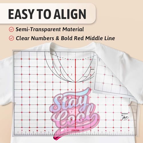 Heat Transfer Paper Supplies Reusable Direct Heat Resistant Tshirt Ruler Guide 15 (15 Count)