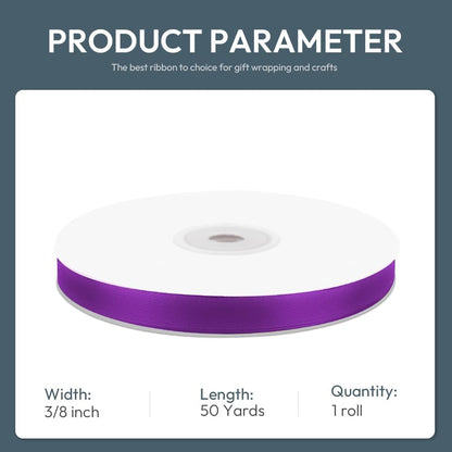 KMER LIFE 3/8" Wide x 50 Yards Purple Single Faced Polyester Satin Ribbon, Purple Satin Ribbon Perfect for Wedding Decor, Wreath, Crafts, Gift Wrapping & Other Projects (Purple) - Crafty Corner