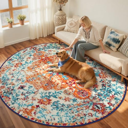 Reine Bohemian Floral Medallion Round Rug