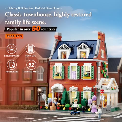 Redbrick Row House Lighting Building Bricks Set (2663 Count)