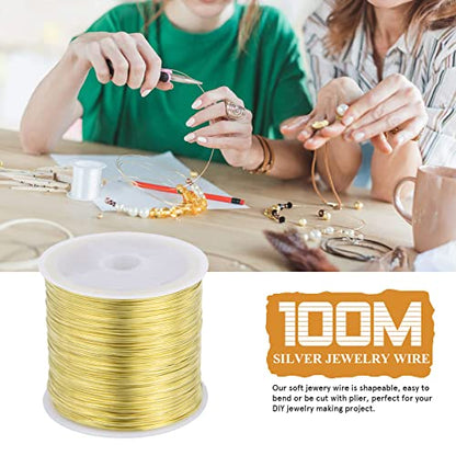 328FT 28 Gauge Craft Wire Jewelry Wire Gold Metal Wire for Jewelry Making