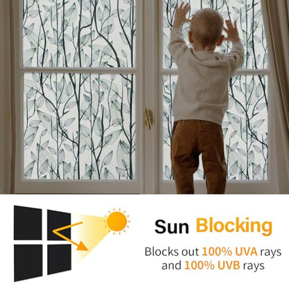 Leaf Pattern Window Tint Blackout Window Cover 17.7'' x 78.7''