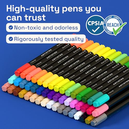 48 Dual Tip Acrylic Paint Marker Pens for Drawing (72 Count)