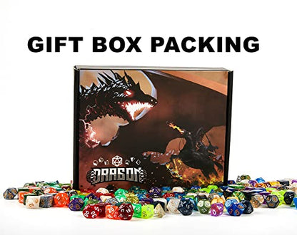 DND Dice Set 42 Pcs Polyhedral Dungeons and Dragons Rolling Dice for D&D RPG MTG Table Games Dice Bulk with Colorful Drawstring Bags and Dice Tray (49 Count)