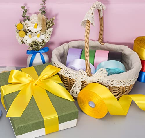 1 1 2 Inch Yellow Solid Satin Ribbon for Gift Wrapping