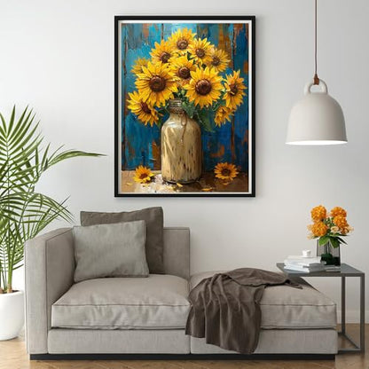 Art Crafts 14ct Counted Cross Stitch Patterns Kits Sunflowers Printed Stamped Cross Stitch Kits for Adults Needlepoint Kits
