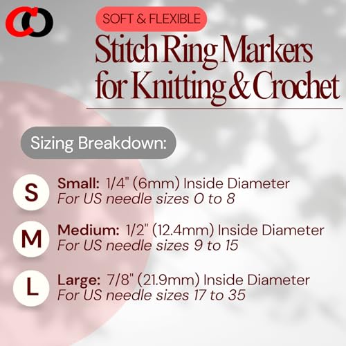 100 Pack) Soft Stitch Ring Markers for Knitting and Crochet - Flexible, Snag-Free Rubber Stitch Markers (Small Size for Needle Sizes 0-8, Black & White)
