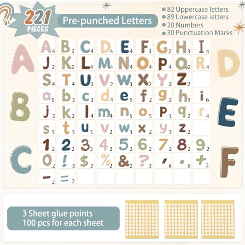 221 Pcs Boho Bulletin Board Letters for Classroom Wall (221 Count)