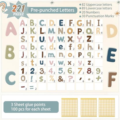 221 Pcs Boho Bulletin Board Letters for Classroom Wall (221 Count)