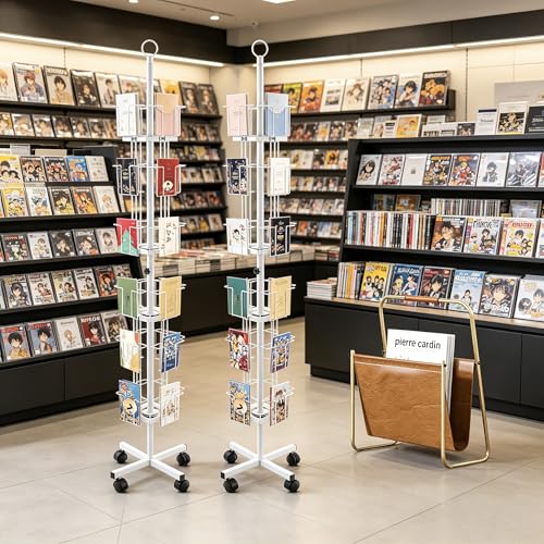 2Pcs 24 Pockets Rolling Postcard Card CD Rack Brochures Display Stand (2 Count)