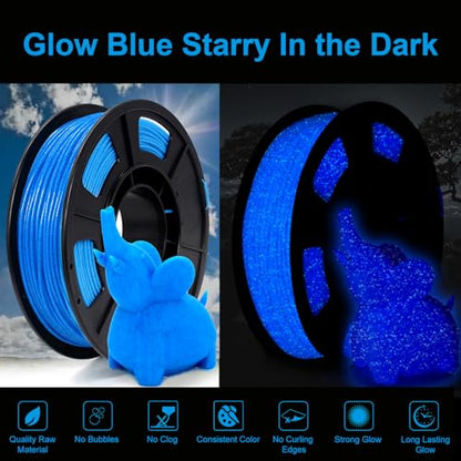 3D Printer Filament 1.75mm Glow in The Dark Shiny Firefly Blue PLA Filament for 3D Printing