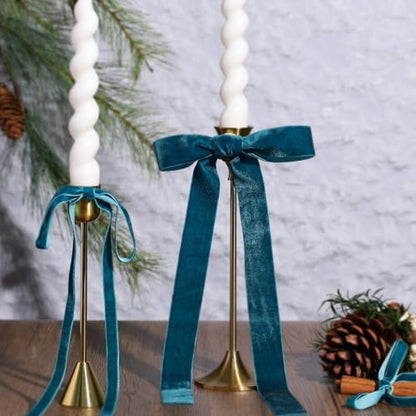 Teal Blue Thin Velvet Ribbon