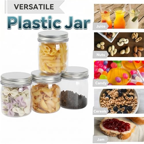8 oz Plastic Mason Jars and Clear Plastic Jars with Lids 8 oz (8 Count)