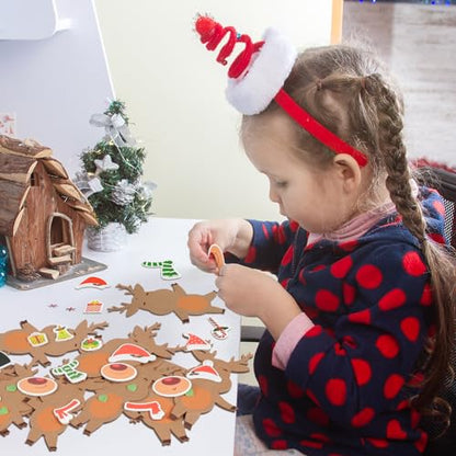 12 Pack Reindeer Crafts for Kids Make You Own Reindeer Foam Stickers Ornament DIY Christmas Arts and Crafts fo Kids Girls Boys Chirstmas Party Supplies Christmas Tree Decoration (12 Count)