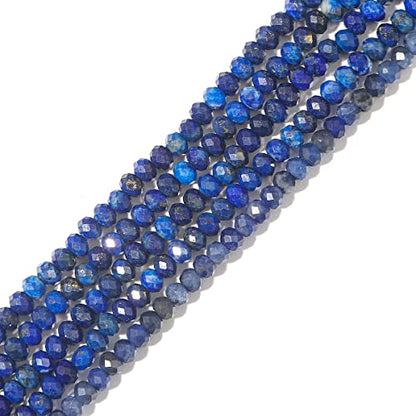Natural Lapis Lazuli Beads 4x2mm 120pcs Faceted Rondelle Loose Semi Gemstone Beads for Jewelry Making Design (120 Count)