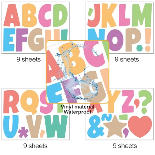 Letter Stickers 351 Pieces 4 Inch Bulletin Board Letters Alphabet Cutout Letter for Bulletin Board Display Home Classroom School Decor