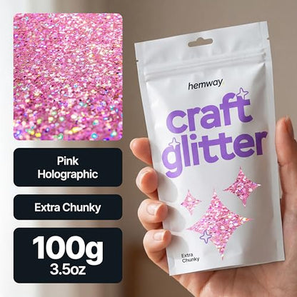 Craft Glitter Pink Holographic 100g Extra Chunky Glitter (3.5 Ounce)