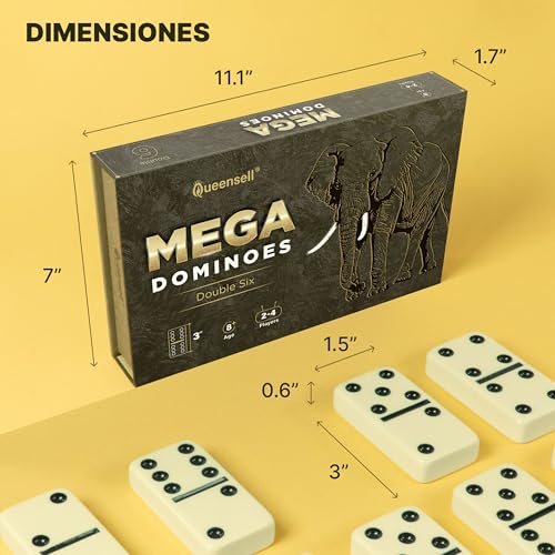 Mega Large 3" Dominoes Set for Adults and Kids